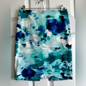 White House Black Market Blue and Green Pencil Skirt